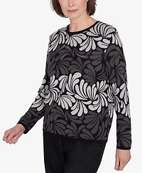 Alfred Dunner Petite Classics Geometric Ombre Scroll Sweater
