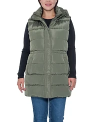 Sebby Collection Plus Puffer Vest With Drawstring Waist
