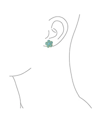 Bling Jewelry Set of 2 Fashion Enamel 3D Blue White Rose Flower Clip-On Earrings Gold Plated