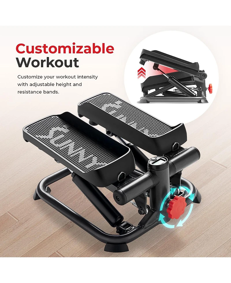 Total Body Smart 2-in-1 Stepper Machine, Total Body Workout, Adjustable Hydraulic, Lcd Monitor, Resistance Bands, Non-Slip Pedals with Optional Smart