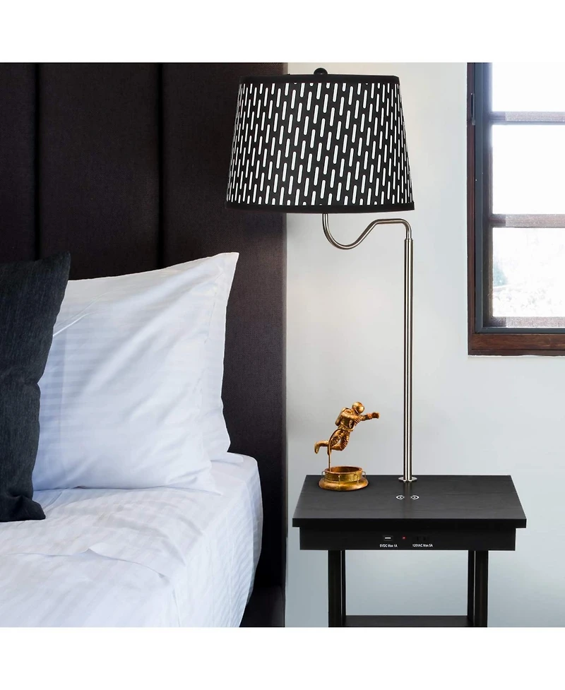 Brightech Madison 56" Led Table and Lamp Combo with Usb Port, Outlet, Wireless Charging Pad
