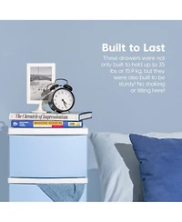 Iris Usa 4 Slim Plastic Drawer Storage, White/Blue