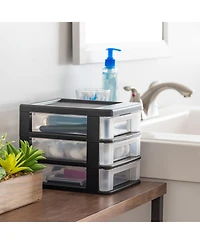 Iris Usa Small 3-Drawer Desktop Organizer, 4 Pack, Stackable, for Office, School, Stationary, Makeup Organizer, Bathroom, Utility, Medical Supplies, D