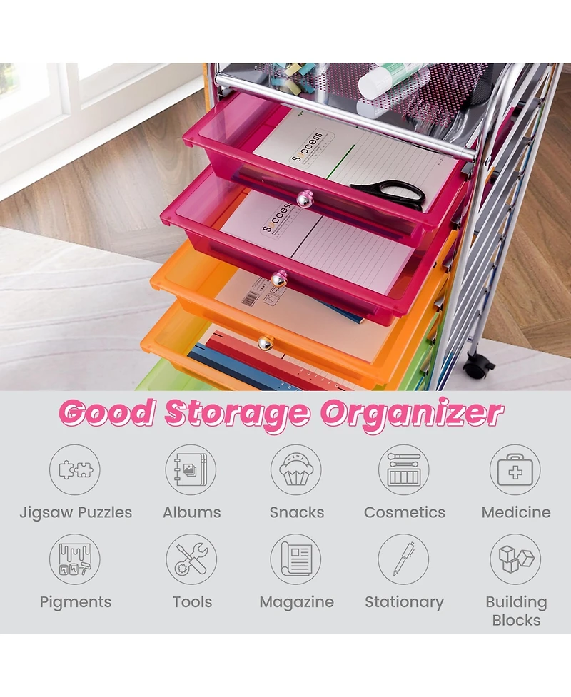 10 Drawer Rolling Storage Cart Scrapbook Paper Office School Organizer