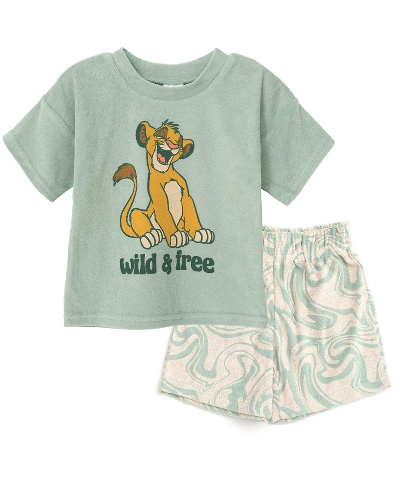 Disney Toddler Boys Lion King Mickey Mouse Cars T-Shirt and Shorts Outfit Set to (2T - 10-12)