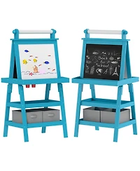 Qaba Easel for Kids w/ Paper Roll, board Chalkboard,