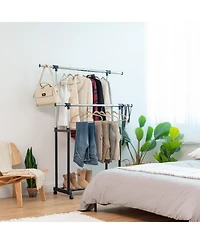 Iris Adjustable and Extendable Double-Rod Clothes Garment Rack