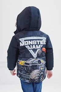 Monster Jam Boys Zip Up Winter Coat Puffer Jacket
