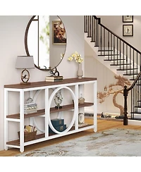 Tribesigns Narrow Behind Sofa Console Table, Extra Long Entryway Tables with 3 Tier Shelves