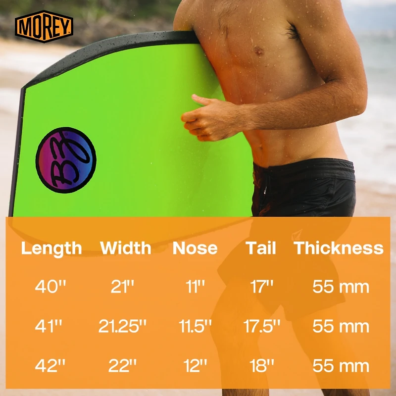 42" Bodyboard with Zero-g Polypro Core, Surlyn Slick & Tru-Flex Mesh for Beach Surfing