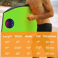 42" Bodyboard with Zero-g Polypro Core, Surlyn Slick & Tru-Flex Mesh for Beach Surfing