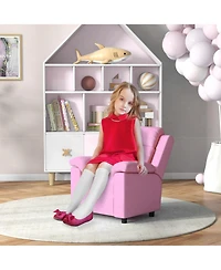 Qaba Kids Recliner Chair with Armrest, Footrest, Headrest, Pink