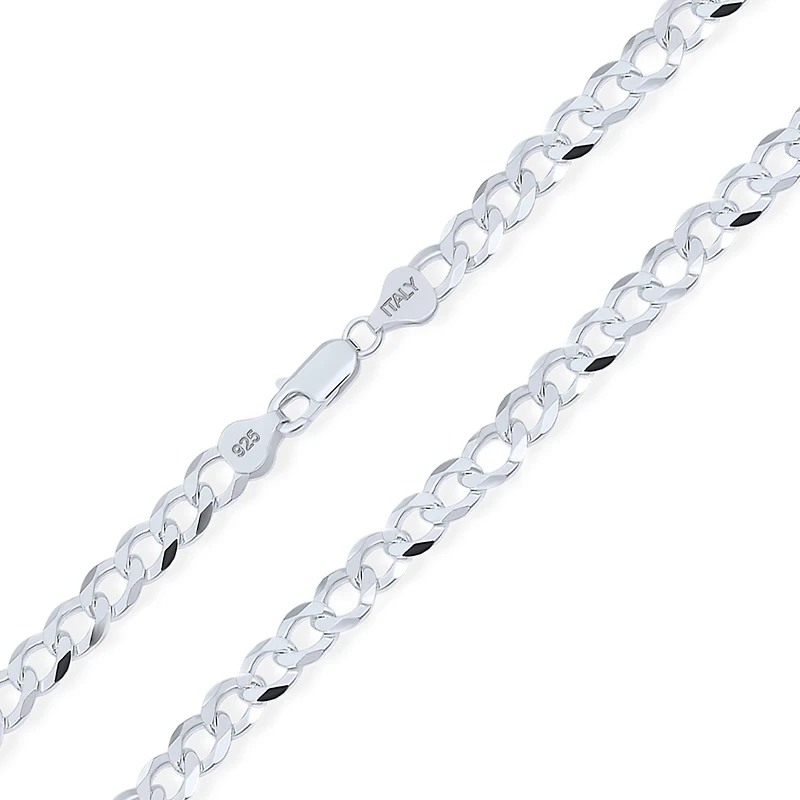 Bling Jewelry Solid Strong .925 Sterling Silver 180 Gauge 7MM Miami Cuban Curb Chain Necklace