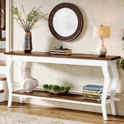 Tribesigns 70.9 Inches Extra Long Sofa Table Behind Couch, Vintage Console Entry with 2-Tier Storage for Hallway, Entryway, Living Room