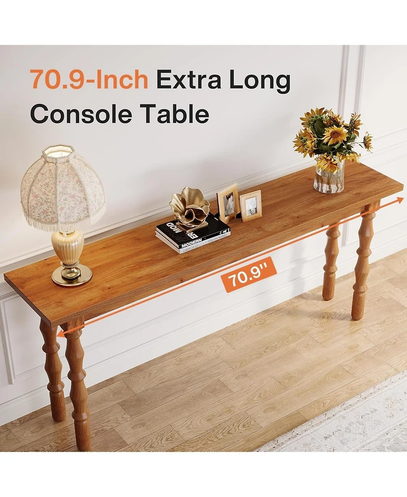 Tribesigns 70.9-Inch Extra Long Console Table for Entryway, Narrow Sofa Table Behind Couch with Solid Wood Legs, Entry Accent Table