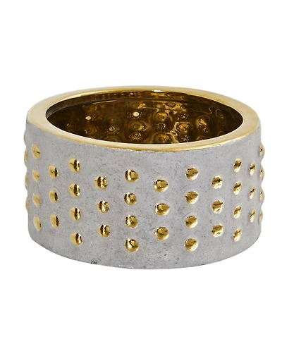 Slickblue 6.75" Regal Stone Hobnail Planter with Gold Accents