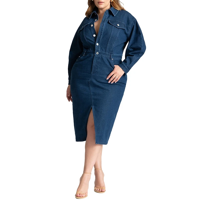 Eloquii Plus Oversized Denim Midi Dress