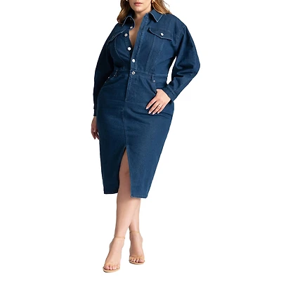 Eloquii Plus Oversized Denim Midi Dress