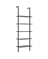 Gymax 5 Tier Ladder Shelf 71'' Height Wall-Mounted Bookshelf Display Storage Organizer