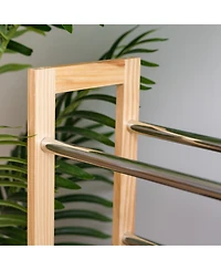 Iris Usa 3 Tier Extendable Pine Wood and Metal Shoe Rack for Entryway, Up to 15 pairs