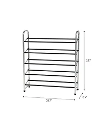 Iris Usa 5-Tier 15 Pairs Stackable Freestanding Shoe Racks for Entryway, Silver