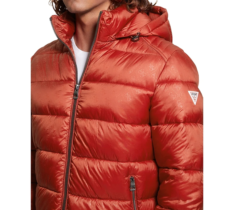 Guess Men's Adam Puffer Jacket with Removable Hood