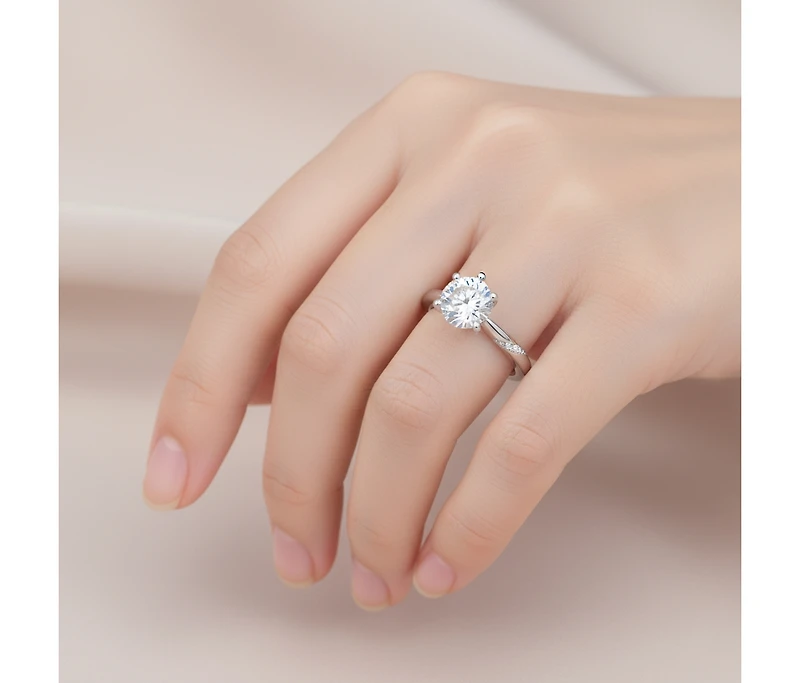 Stella Valentino Adjustable Sterling Silver 1ct Lab-Grown Moissanite Ribbon Pave Engagement Ring