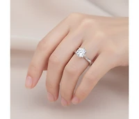 Stella Valentino Adjustable Sterling Silver 1ct Lab-Grown Moissanite Ribbon Pave Engagement Ring