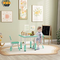Qaba 3 Piece Height Adjustable Kids Table and Chairs for Daycare,