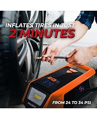 Bullseye 150 Psi Handheld Tire Inflator with Digital Pressure Gauge, Sound and Light Alert