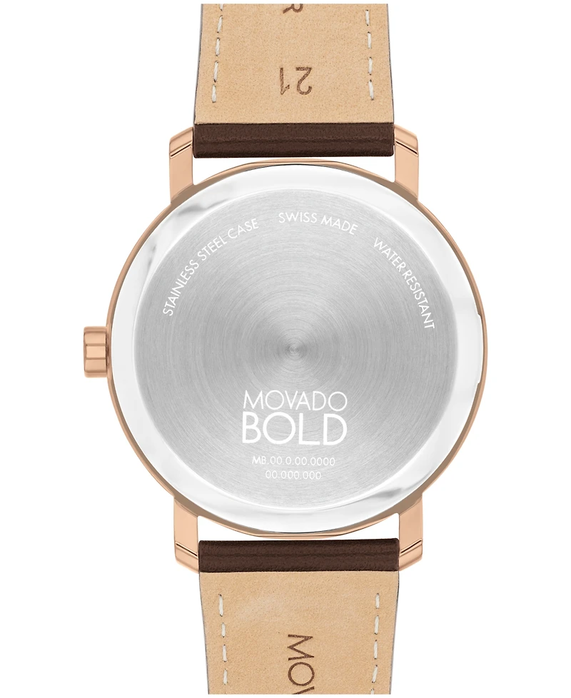 Movado Men's Bold Evolution 2.0 Swiss Quartz Chocolate Nappa Leather Watch 40MM