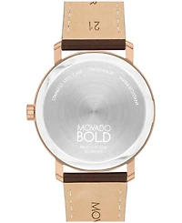 Movado Men's Bold Evolution 2.0 Swiss Quartz Chocolate Nappa Leather Watch 40MM