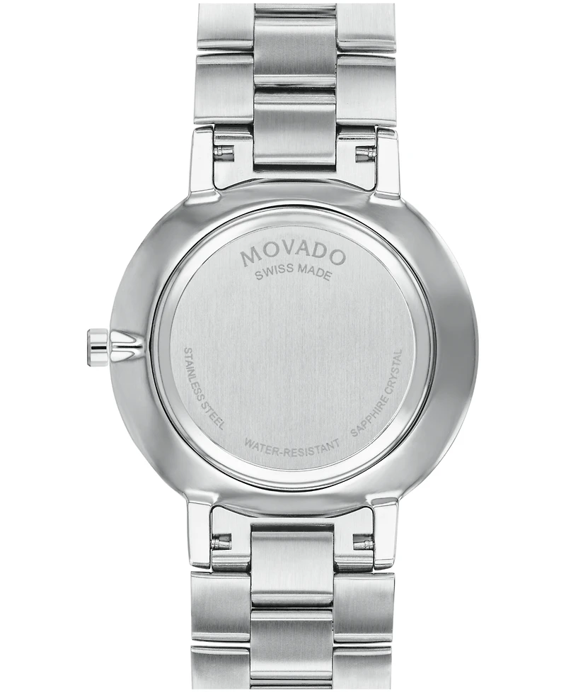 Movado Men's Faceto Swiss Quartz Stainless Steel Diamond Accent Watch 39mm