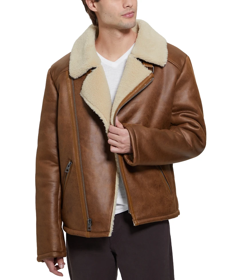 Guess Men's Toni Asymmetrical Faux Leather Jacket