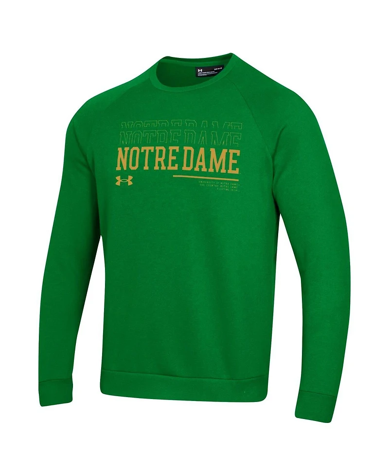 Under Armour Men's Notre Dame Fighting Irish 2024/25 Sideline Wordmark Rival Raglan Pullover Sweatshirt