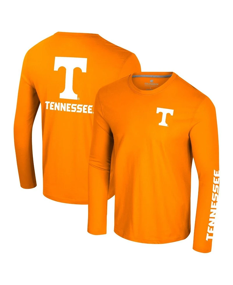 Colosseum Men's Tennessee Orange Volunteers Logo Lockup 3-Hit Active Blend Long Sleeve T-Shirt