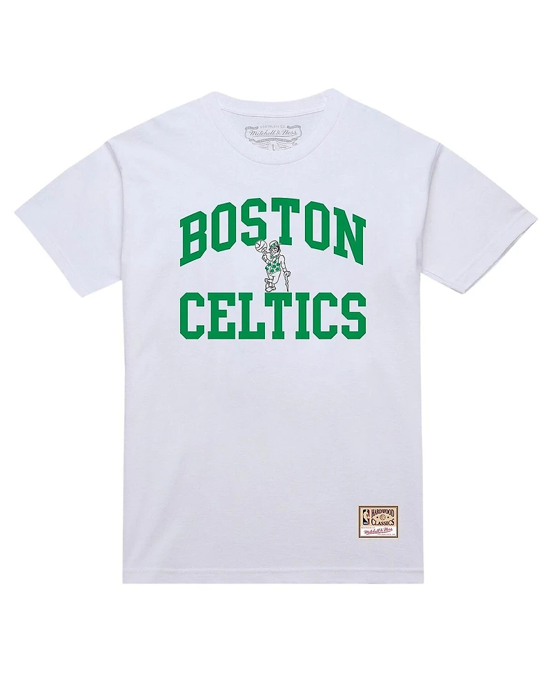 Mitchell & Ness Men's White Boston Celtics Hardwood Classics Vintage Warm Up T-Shirt