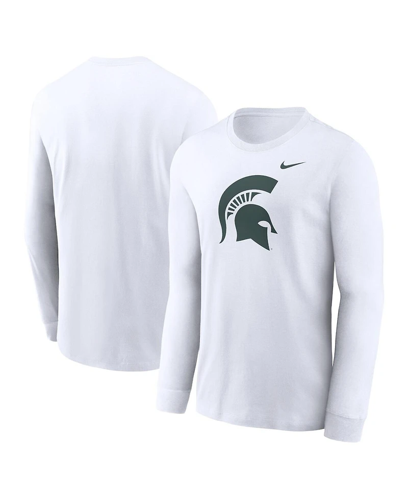 Nike Men's White Michigan State Spartans Primary Logo Long Sleeve T-Shirt