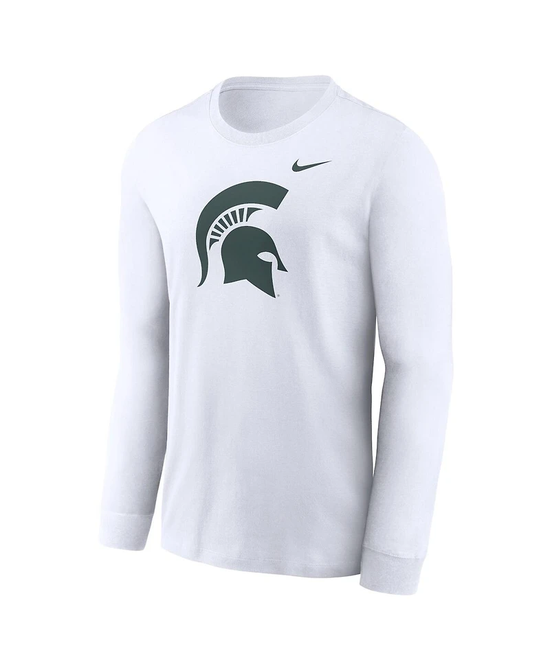 Nike Men's White Michigan State Spartans Primary Logo Long Sleeve T-Shirt