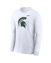 Nike Men's White Michigan State Spartans Primary Logo Long Sleeve T-Shirt