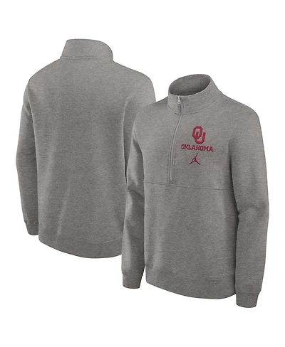 Jordan Men's Heather Gray Oklahoma Sooners Primetime Club Half-Zip Sweatshirt