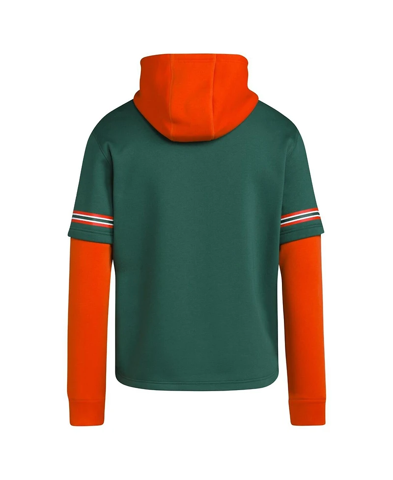Adidas Men's Green Miami Hurricanes Pullover Baseball Jersey Hoodie
