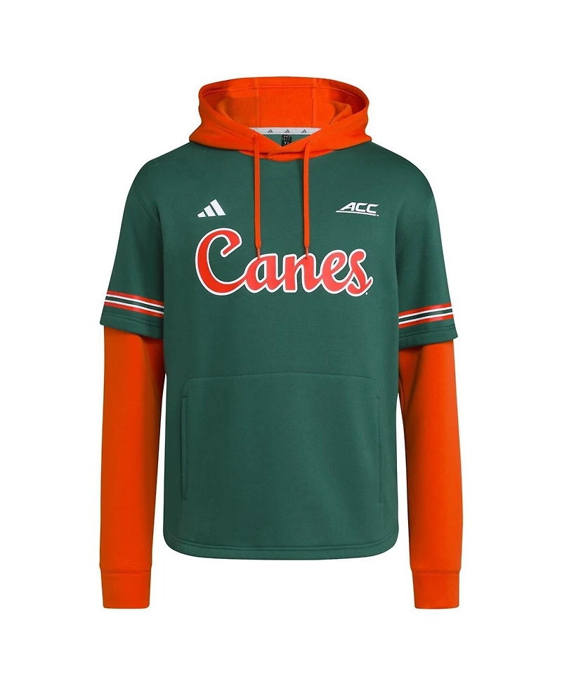 Adidas Men's Green Miami Hurricanes Pullover Baseball Jersey Hoodie
