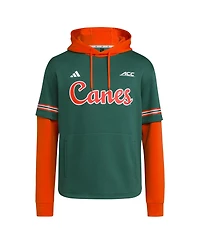Adidas Men's Green Miami Hurricanes Pullover Baseball Jersey Hoodie