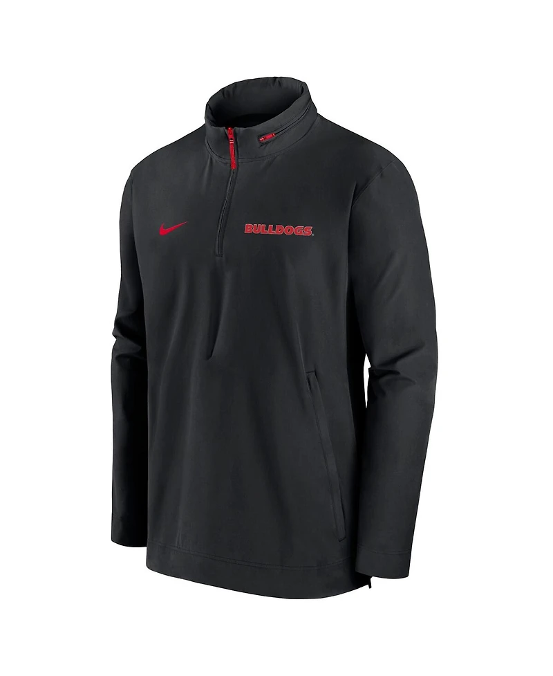 Nike Men's Black Georgia Bulldogs Sideline Coaches Quarter-Zip Jacket