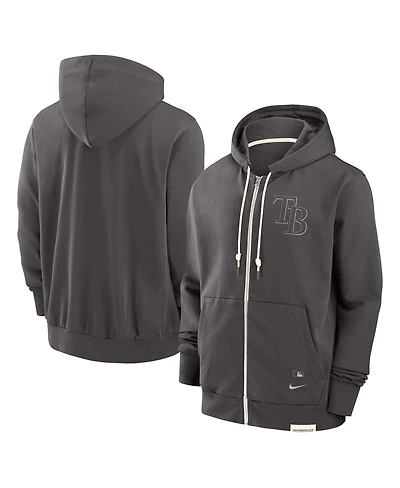 Nike Men's Charcoal Tampa Bay Rays Authentic Collection Travel Player Performance Full-Zip Hoodie