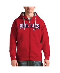 Antigua Men's Red Philadelphia Phillies Team Logo Victory Full-Zip Hoodie