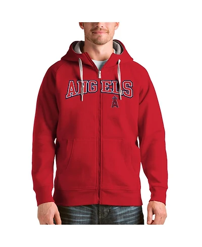 Antigua Men's Red Los Angeles Angels Team Logo Victory Full-Zip Hoodie