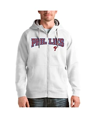 Antigua Men's White Philadelphia Phillies Team Logo Victory Full-Zip Hoodie