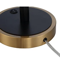 Axiom Modern Console Table Lamp 39" Tall Brass Gold Black Metal Champagne Ribbed Glass Shade for Bedroom Living Room House Home Bedside Nightstand Off